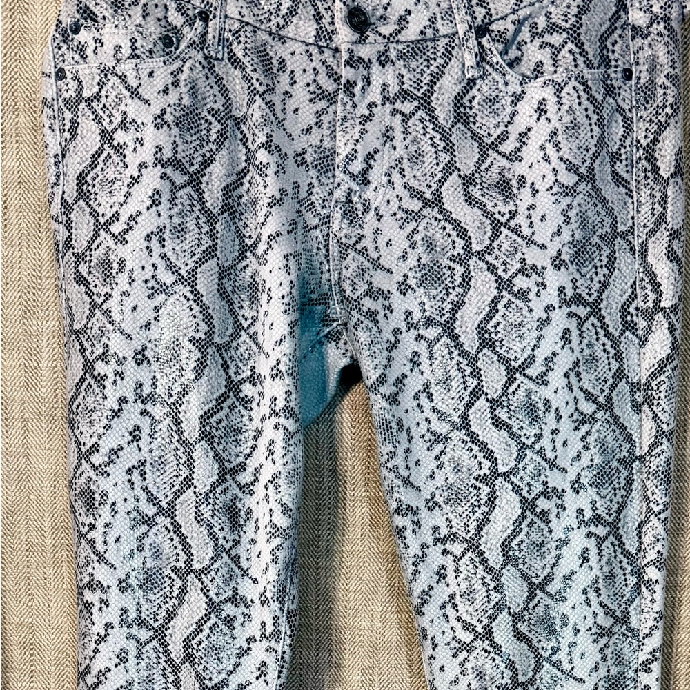 MOTHER Monochrome Snake Print Straight Leg Jeans
